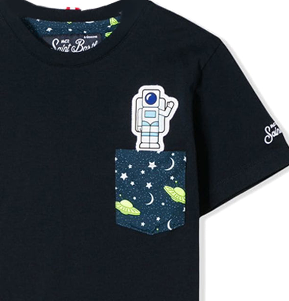 Boy t-shirt with astronaut printed pocket - MC2 Saint Barth