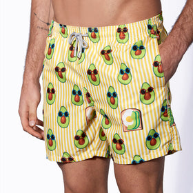 Mid-length swim shorts avocado toast striped print - MC2 Saint Barth