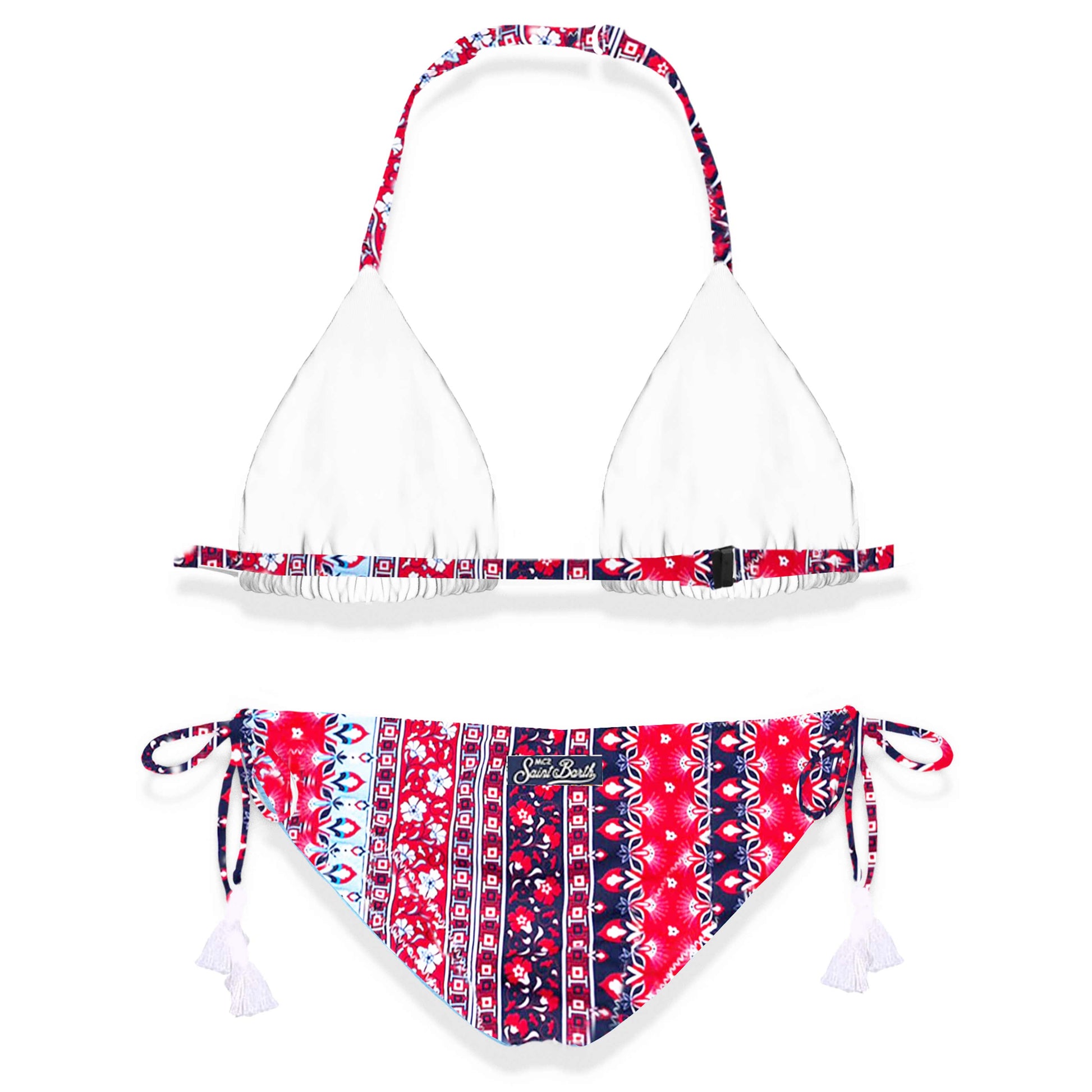 Red and blue gipsy print girl's bikini - MC2 Saint Barth