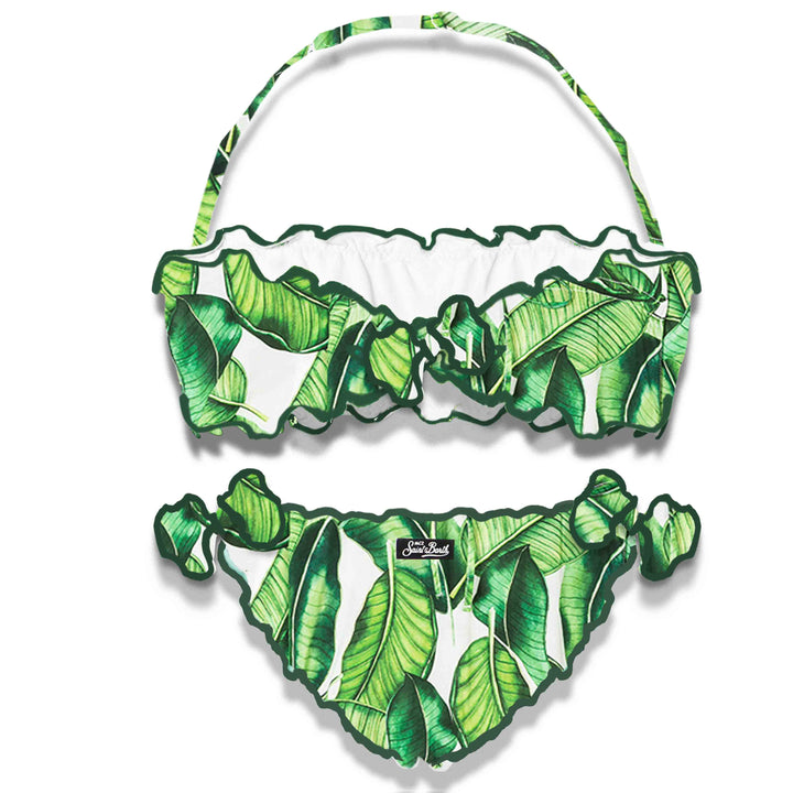 Girl bandeau bikini with banana leaves print - MC2 Saint Barth