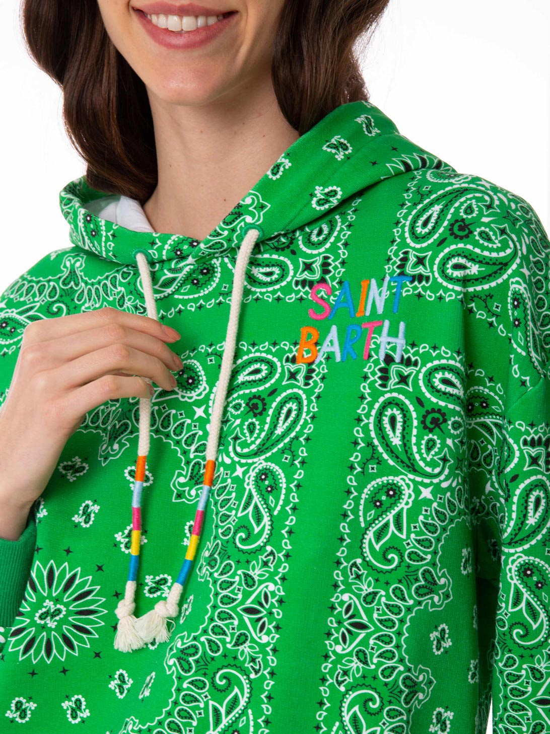 Cotton hoodie with bandanna print - MC2 Saint Barth