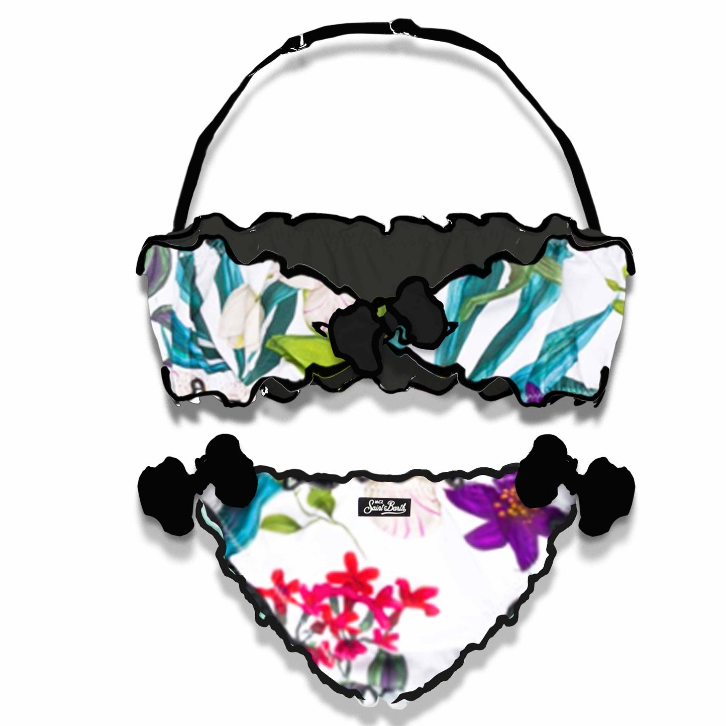 Girl bandeau bikini with tropical leaves - MC2 Saint Barth