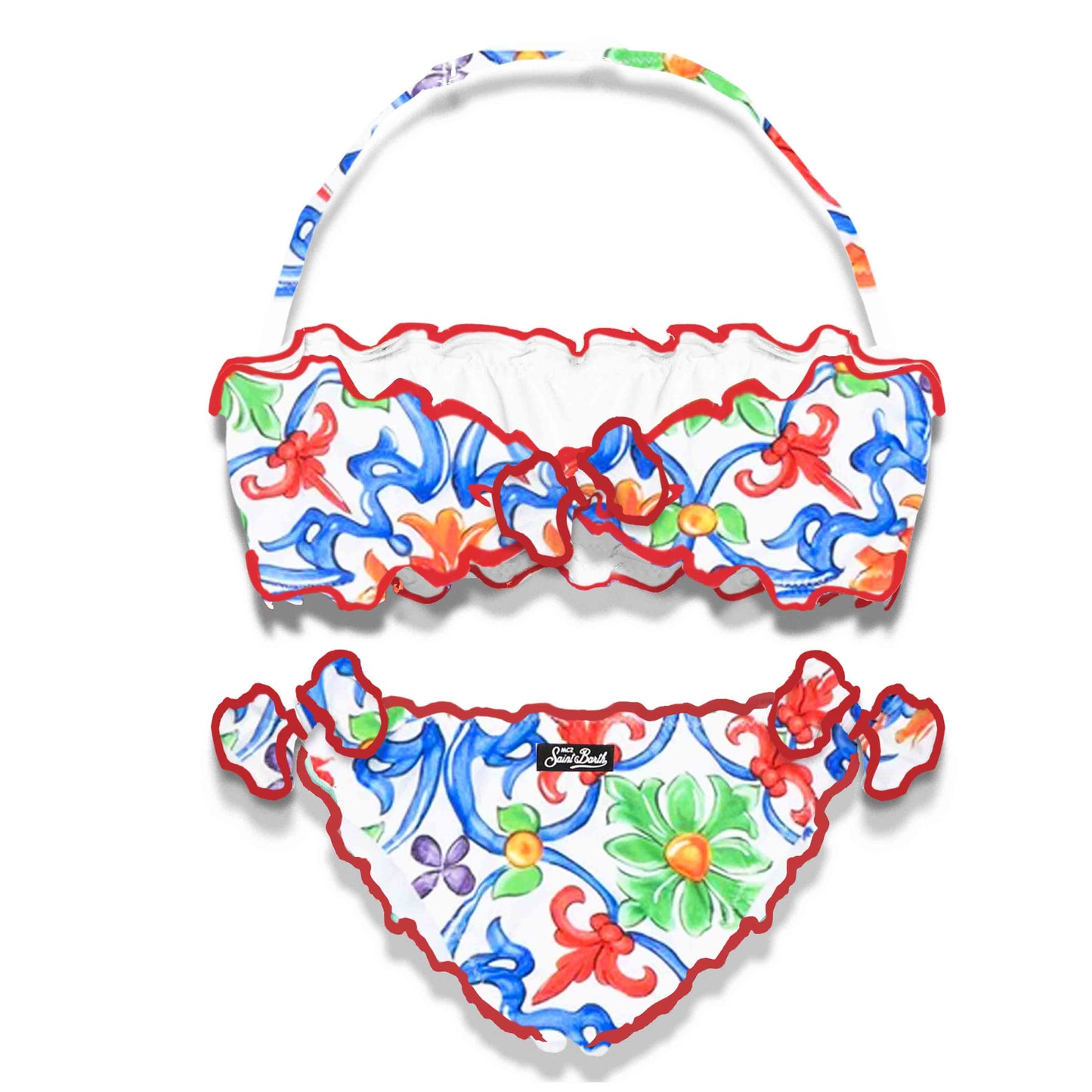 Girl bandeau bikini with majolica print - MC2 Saint Barth