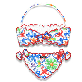 Girl bandeau bikini with majolica print - MC2 Saint Barth
