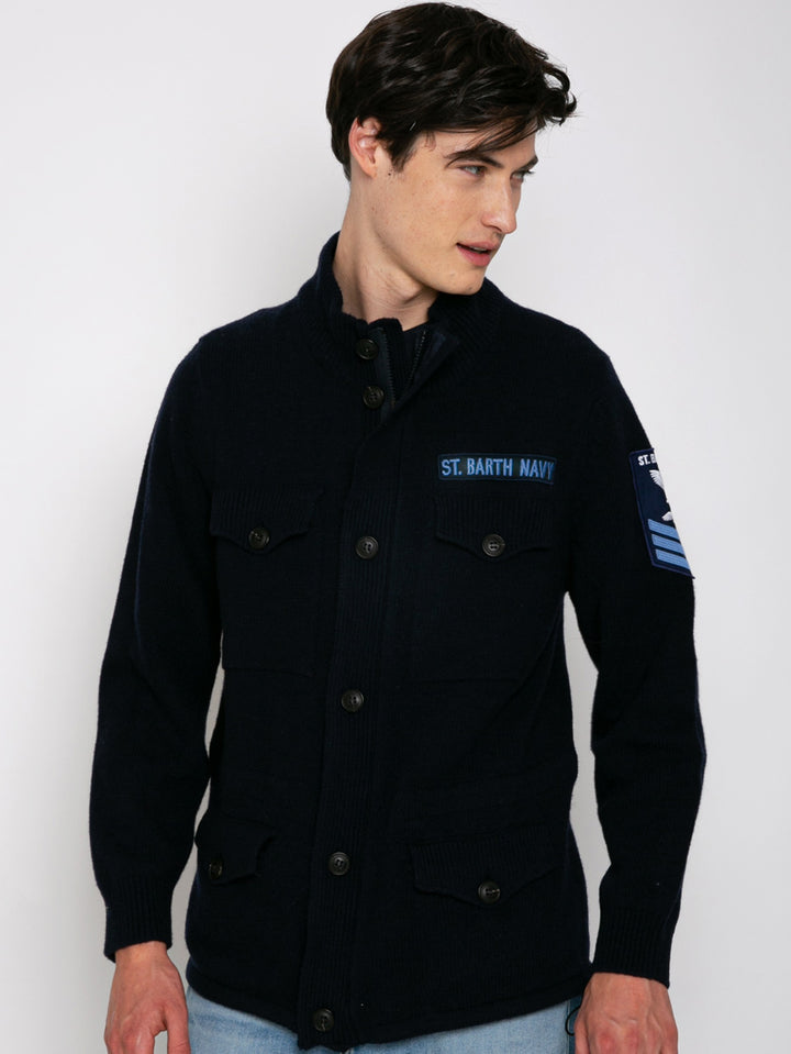 Knitted field jacket with patch - MC2 Saint Barth