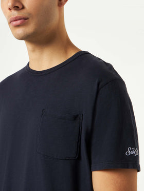 Man blue navy t-shirt with front pocket - MC2 Saint Barth