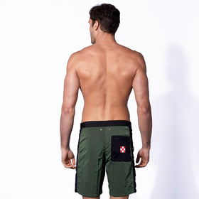 Military green swim shorts with contrast lateral band - MC2 Saint Barth