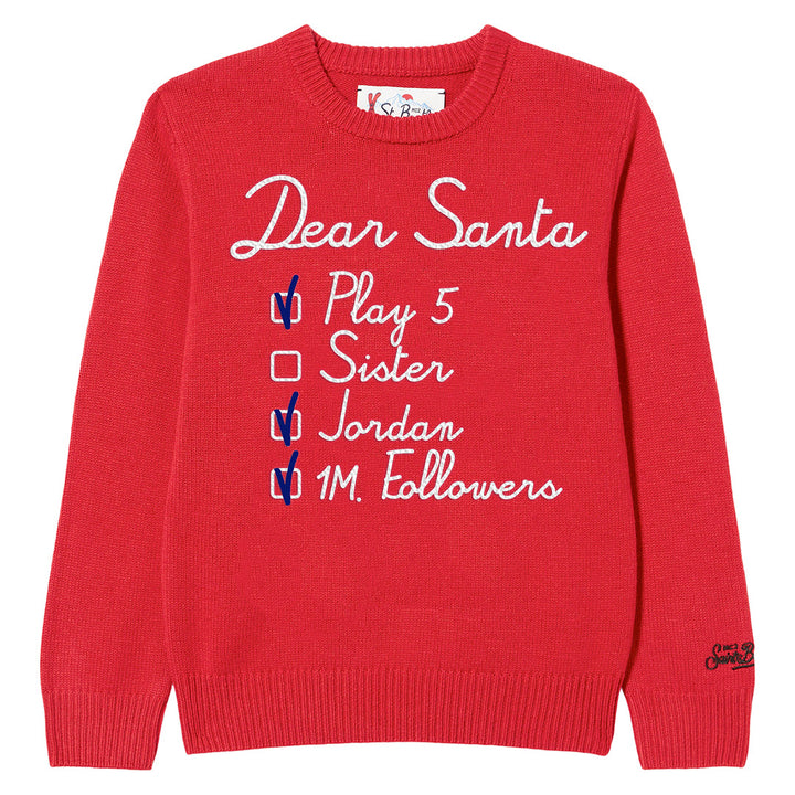 Boy crewneck sweater with embroidered Santa Claus letter