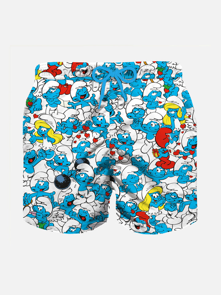 Boy swim shorts with Smurf all over print | SMURFS SPECIAL EDITION - MC2 Saint Barth