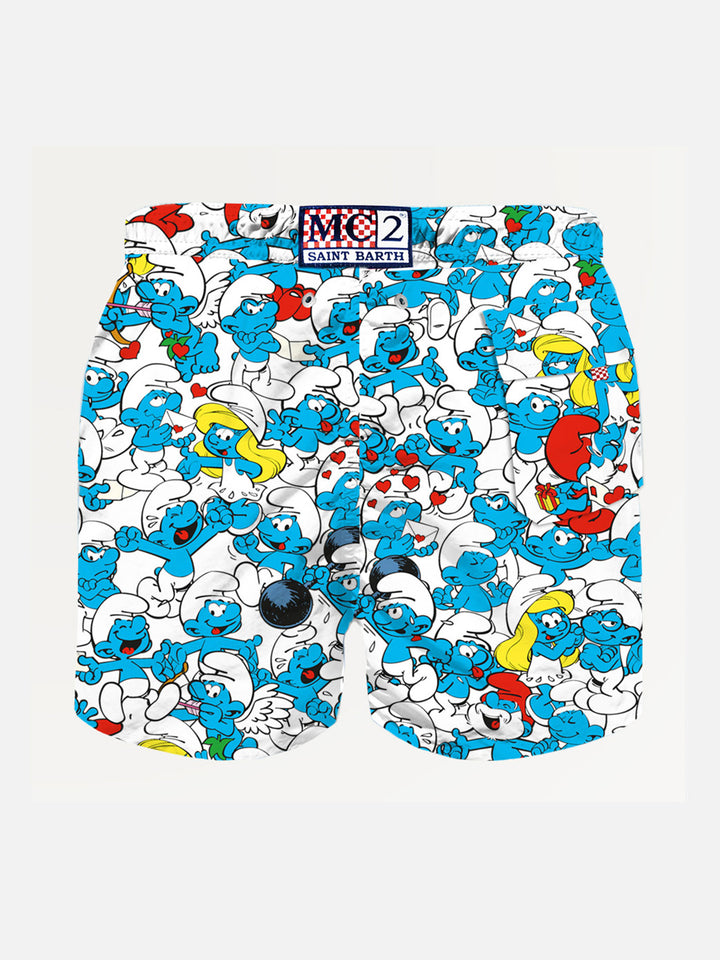 Boy swim shorts with Smurf all over print | SMURFS SPECIAL EDITION - MC2 Saint Barth