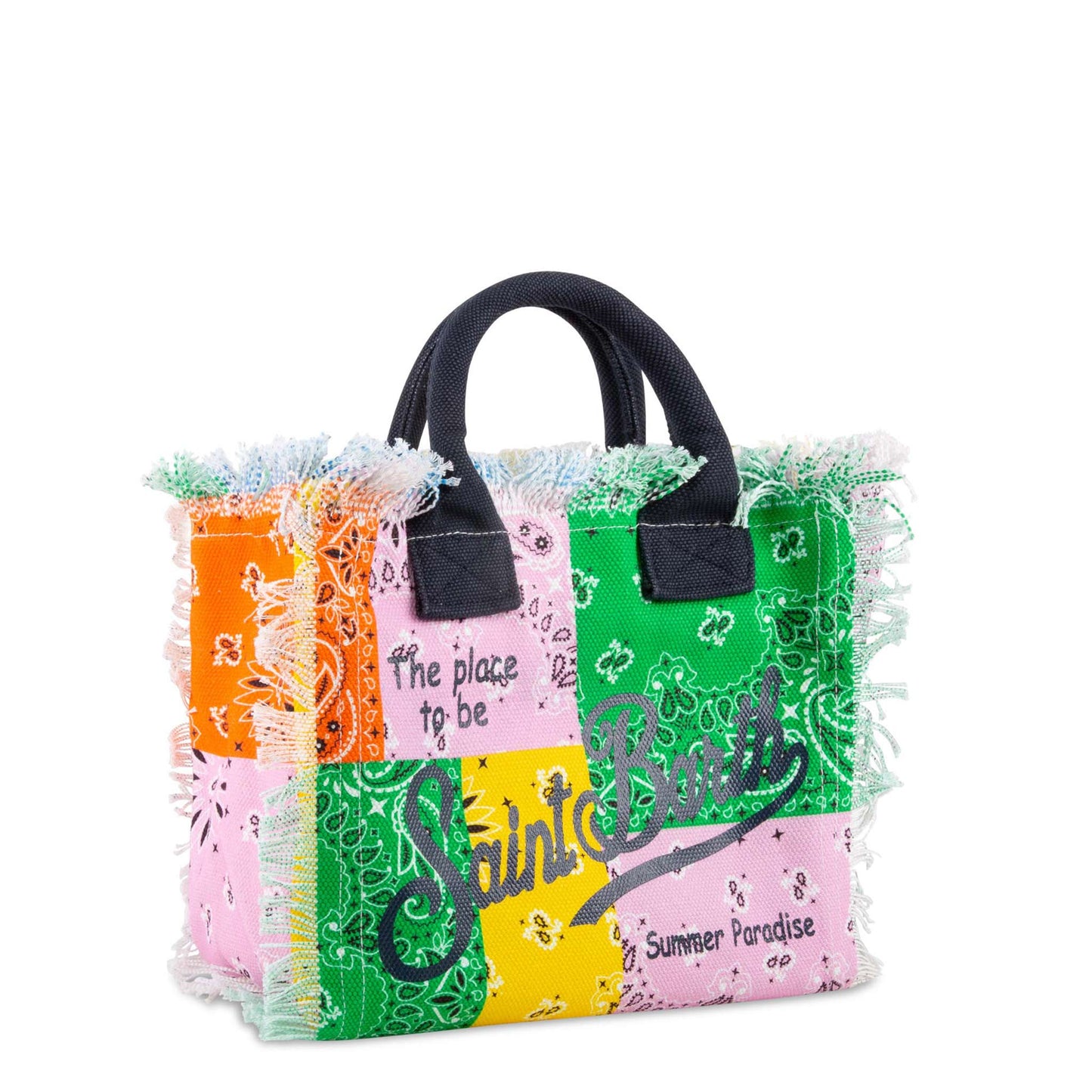 Borsa in canvas di cotone stampa bandana multicolor