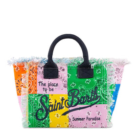 Borsa in canvas di cotone stampa bandana multicolor