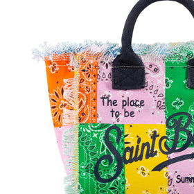 Borsa in canvas di cotone stampa bandana multicolor