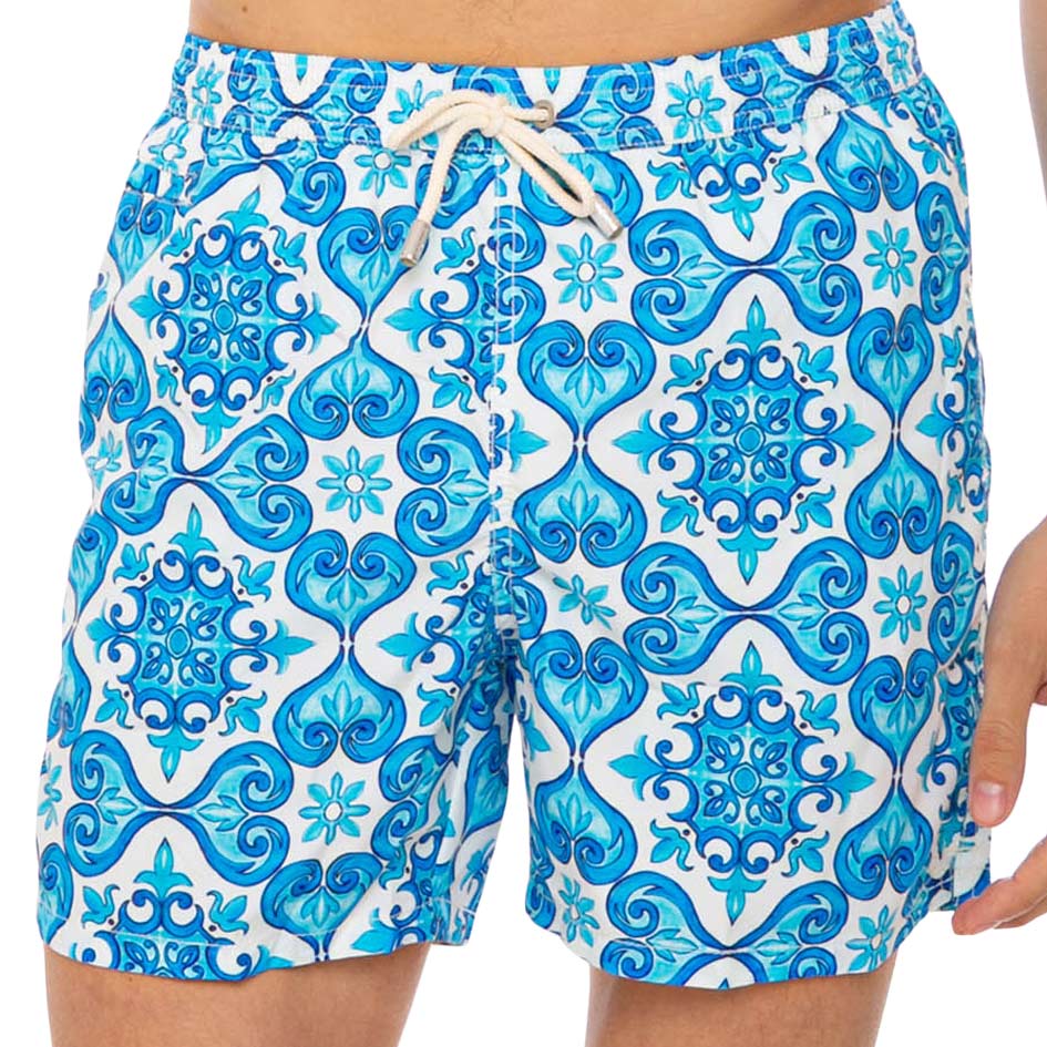 Light fabric man swim shorts maiolica print - MC2 Saint Barth