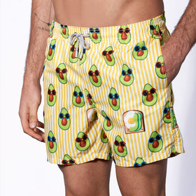 Mid-length swim shorts avocado toast striped print - MC2 Saint Barth