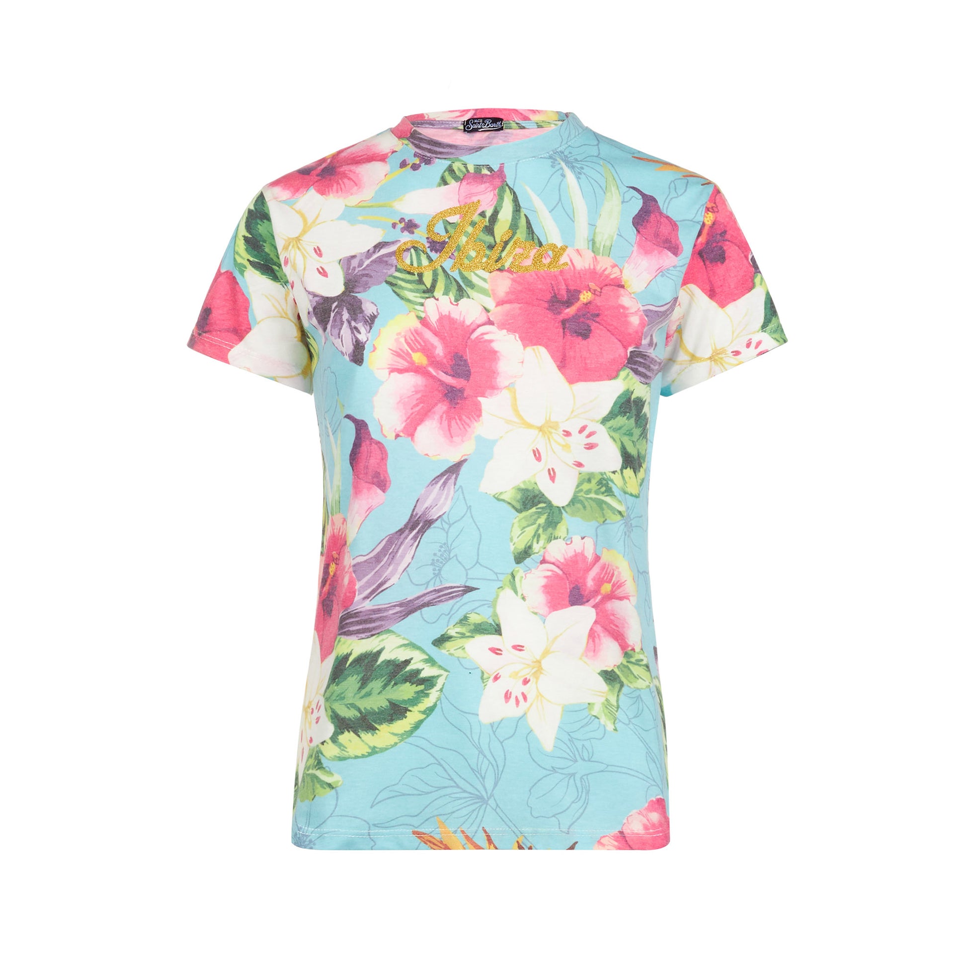 Woman cotton t-shirt with ibiscus print - MC2 Saint Barth