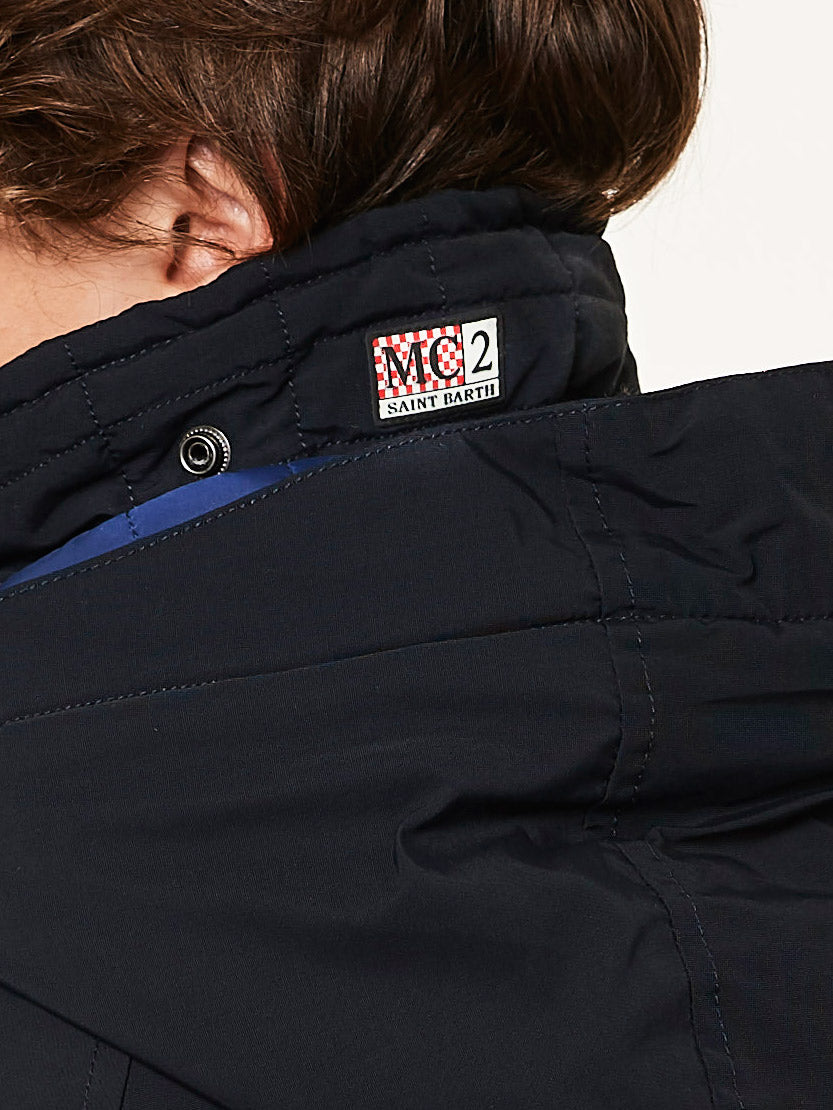 Blue navy blue hooded parka jacket Voyager - MC2 Saint Barth