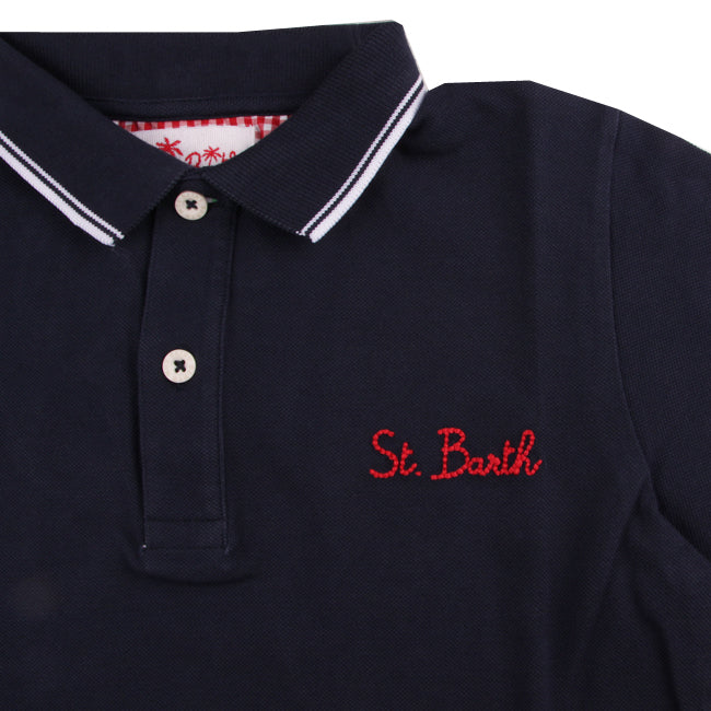Boy blue navy polo piquet - MC2 Saint Barth