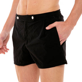 Solid black swim shorts with button front fastening - MC2 Saint Barth
