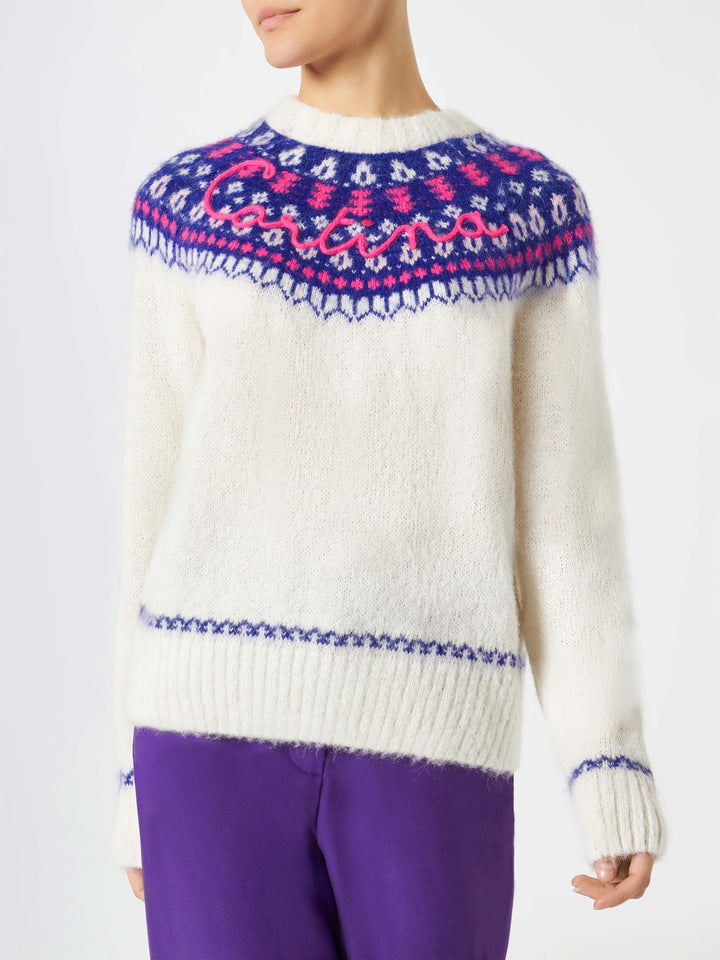 Woman nordic sweater with Cortina embroidery - MC2 Saint Barth
