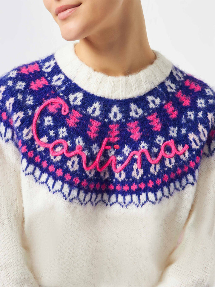 Woman nordic sweater with Cortina embroidery - MC2 Saint Barth