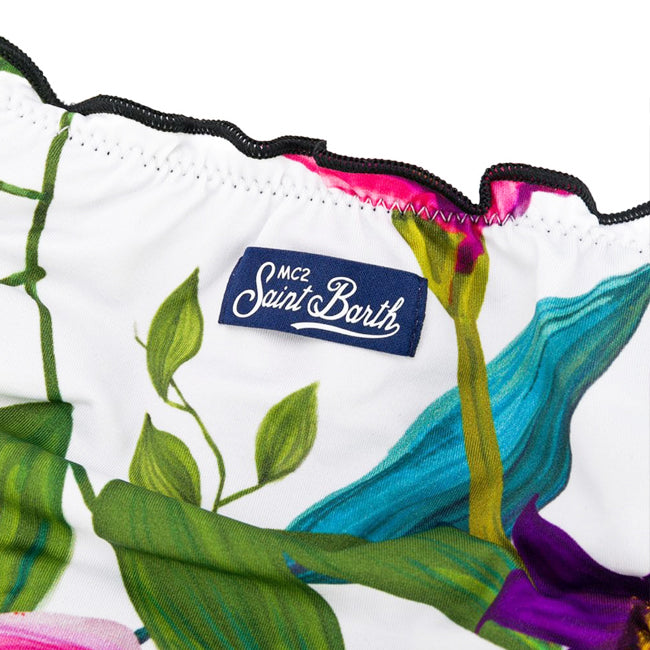 Girl bandeau bikini with tropical leaves - MC2 Saint Barth