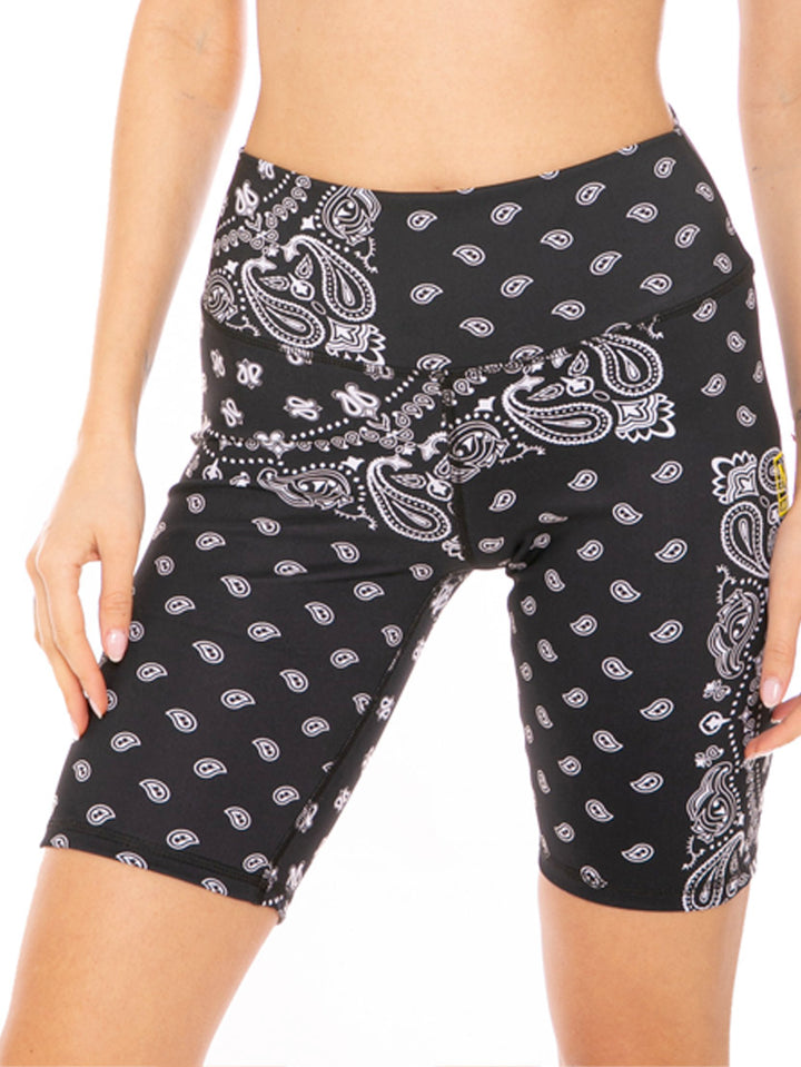 Biker shorts black bandana all-over print - MC2 Saint Barth