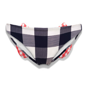 Slip da bagno da bambina con fiocco vichy