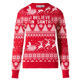 Maglia da donna con scritta I believe in Santa