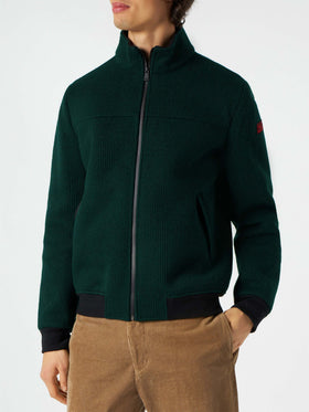Man knit ribbed green bomber jacket Country - MC2 Saint Barth
