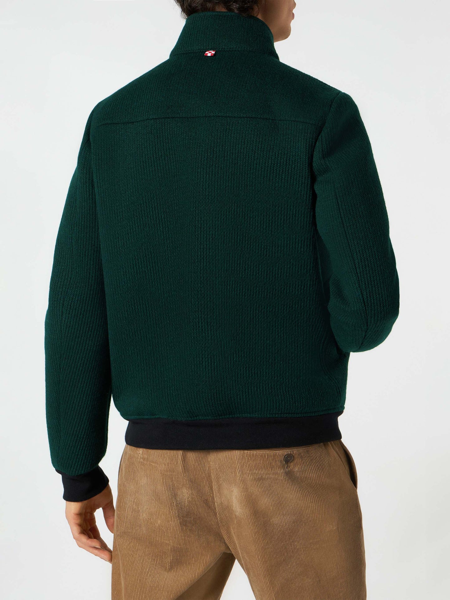 Man knit ribbed green bomber jacket Country - MC2 Saint Barth