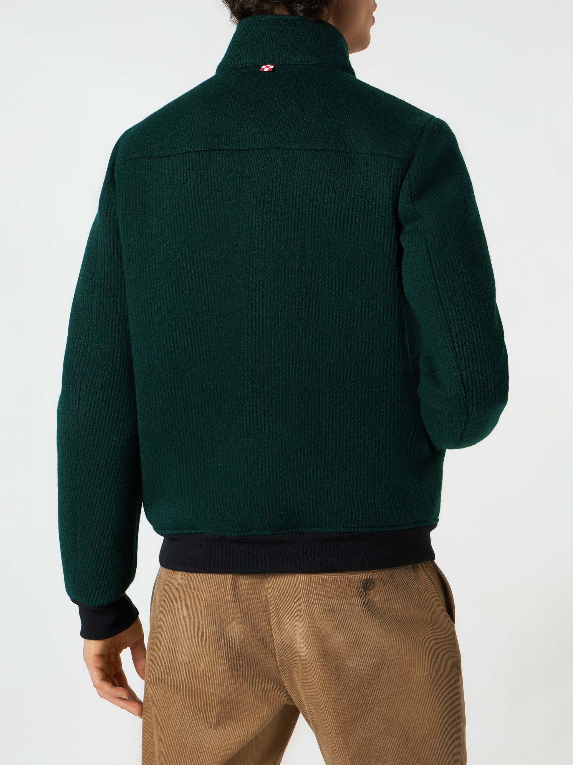 Man knit ribbed green bomber jacket Country - MC2 Saint Barth