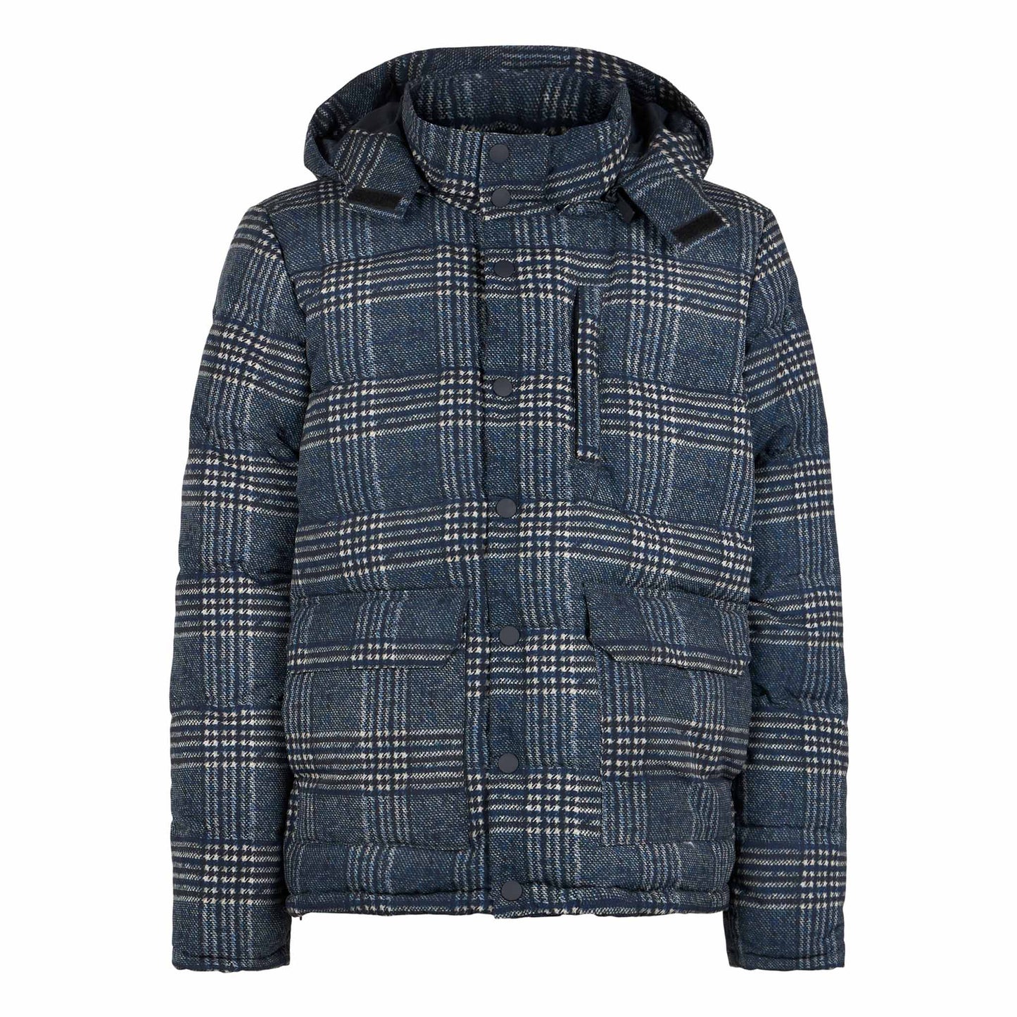 Man hooded down padded jacket Baxter with Prince of Wales print - MC2 Saint Barth