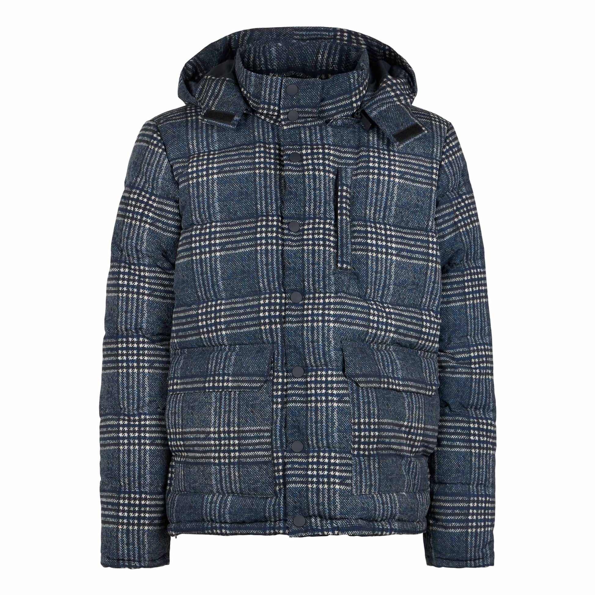 Man hooded down padded jacket Baxter with Prince of Wales print - MC2 Saint Barth