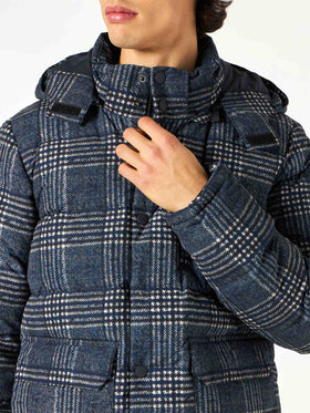 Man hooded down padded jacket Baxter with Prince of Wales print - MC2 Saint Barth