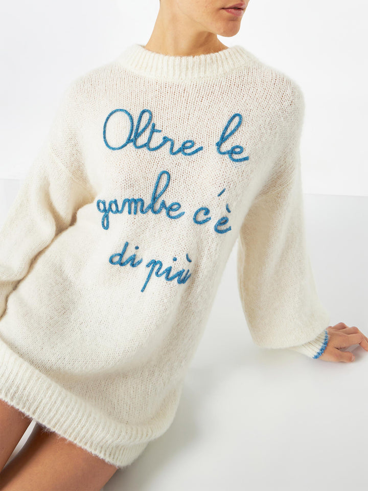 Woman ultra soft knit dress with Oltre le gambe c'è di più embroidery | NIKI DJ SPECIAL EDITION - MC2 Saint Barth