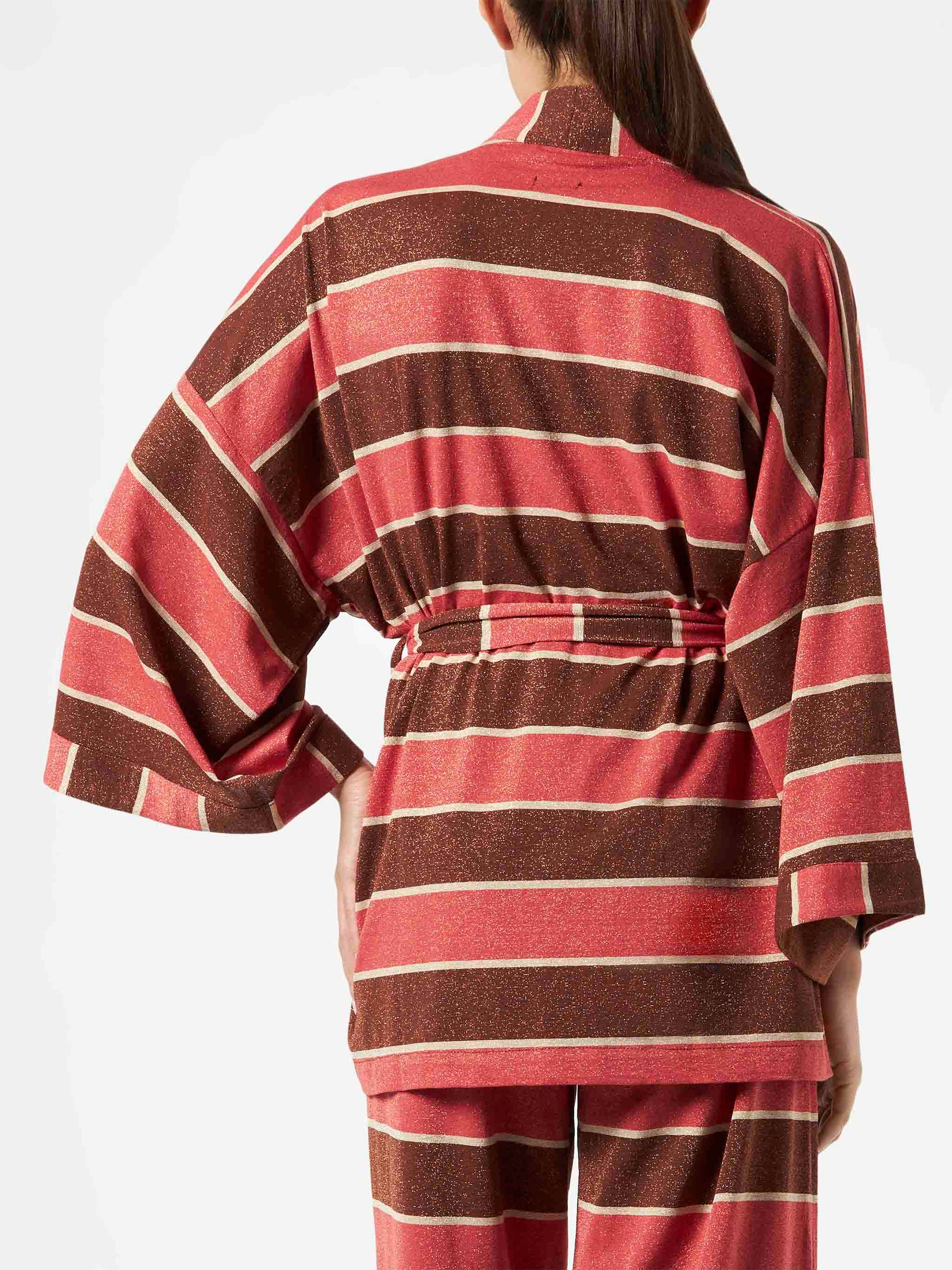 Striped knitted kimono cardigan - MC2 Saint Barth