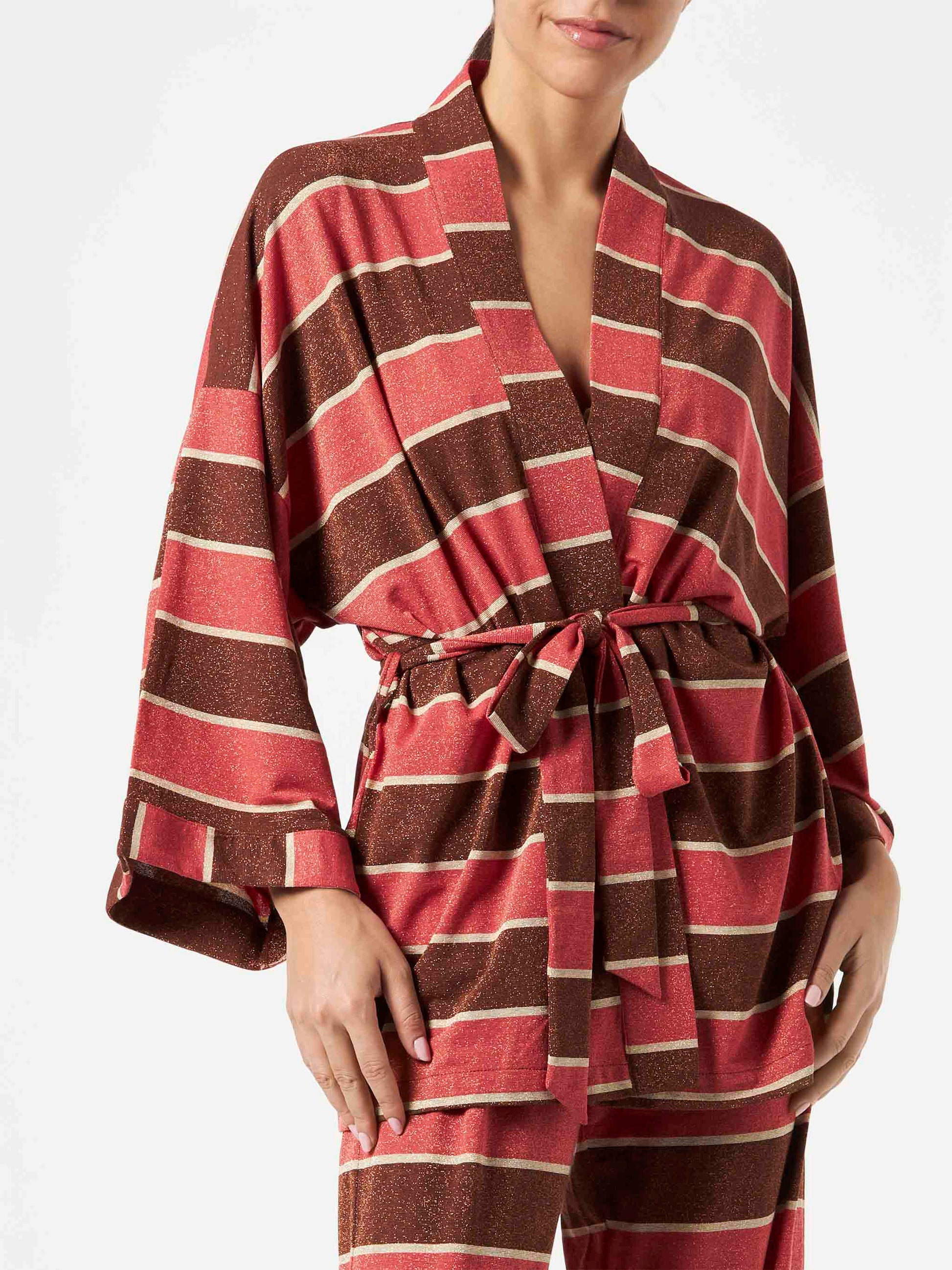 Striped knitted kimono cardigan - MC2 Saint Barth