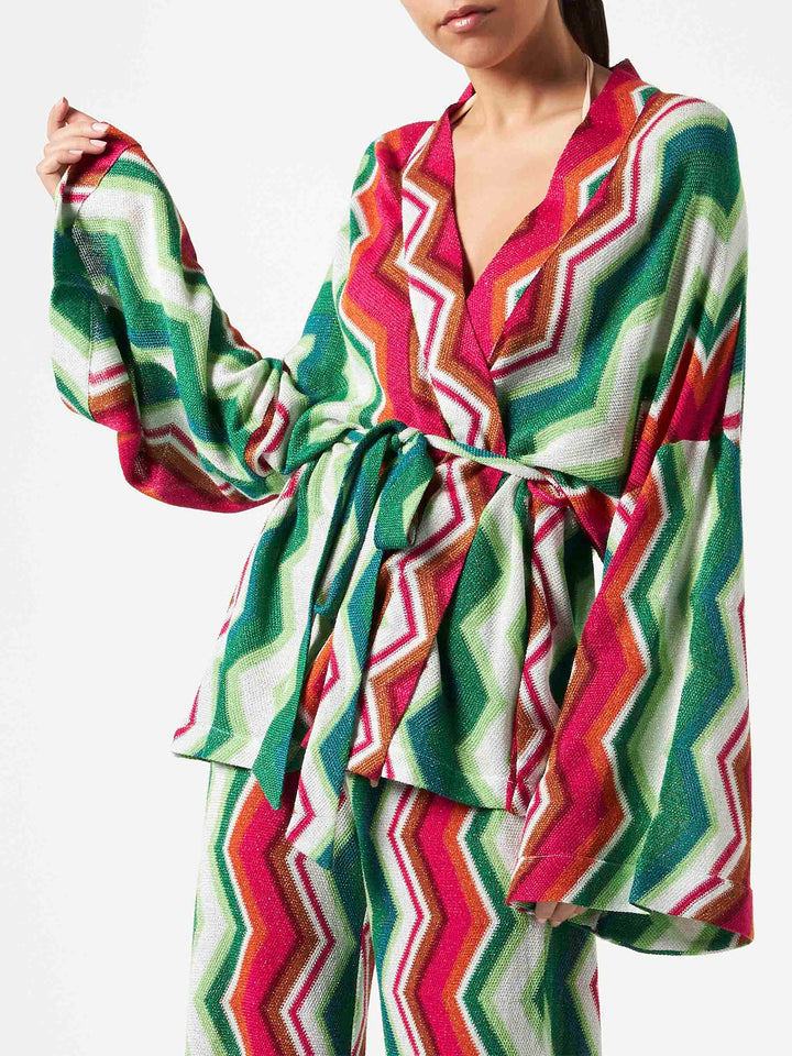 Chevron knitted kimono cardigan - MC2 Saint Barth