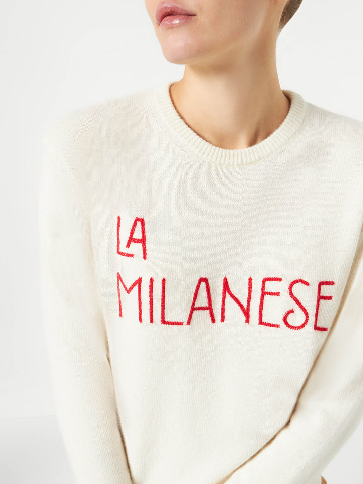 Woman sweater with La Milanese embroidery | Michela Proietti Co-Lab - MC2 Saint Barth