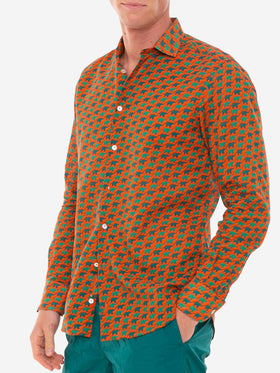 Man muslin cotton Sikelia shirt with elephant print - MC2 Saint Barth