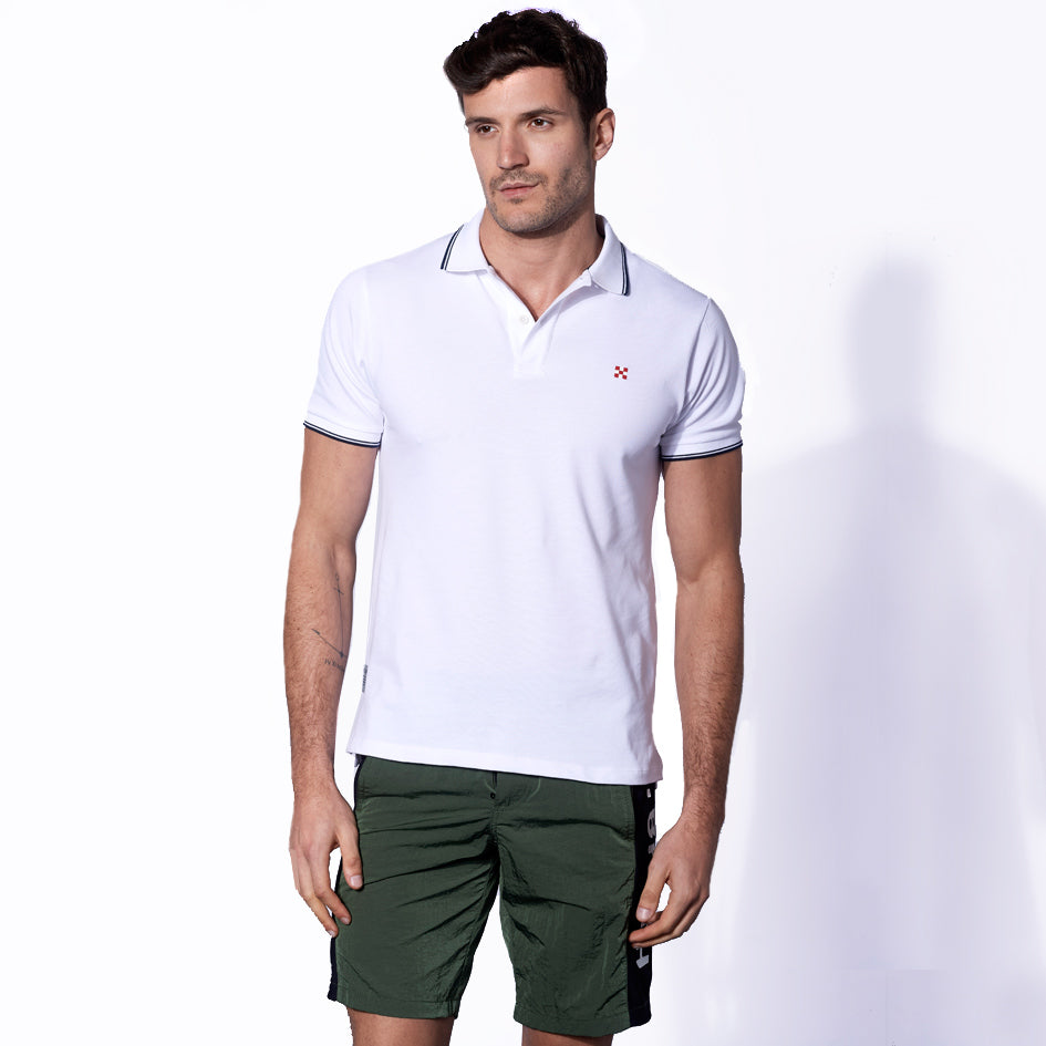 Military green swim shorts with contrast lateral band - MC2 Saint Barth