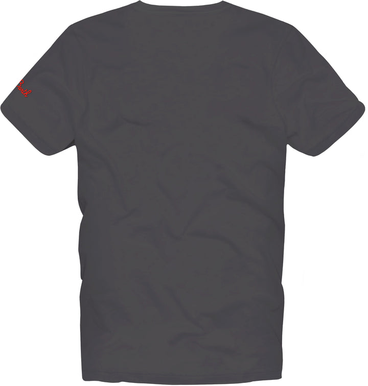 Man cotton t-shirt with vintage treatment and embroidery