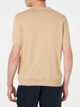 Sloan beige knitted buttonless polo shirt - MC2 Saint Barth