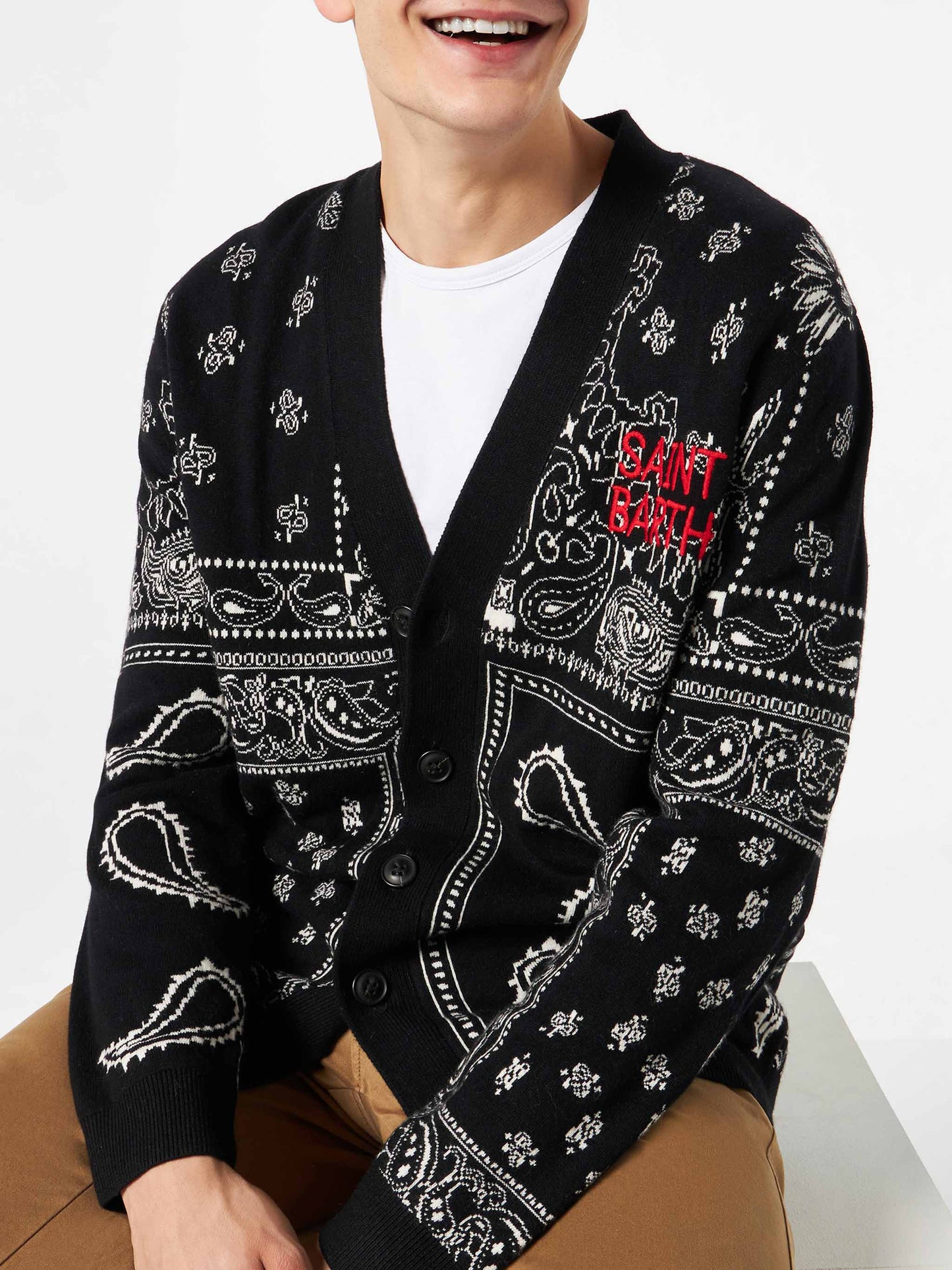 Bandanna knitted cardigan with Saint Barth embroidery - MC2 Saint Barth