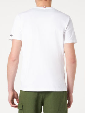 Man cotton t-shirt with green bandanna pocket - MC2 Saint Barth