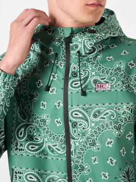 Man hooded lightweight windbreaker with bandanna print - MC2 Saint Barth