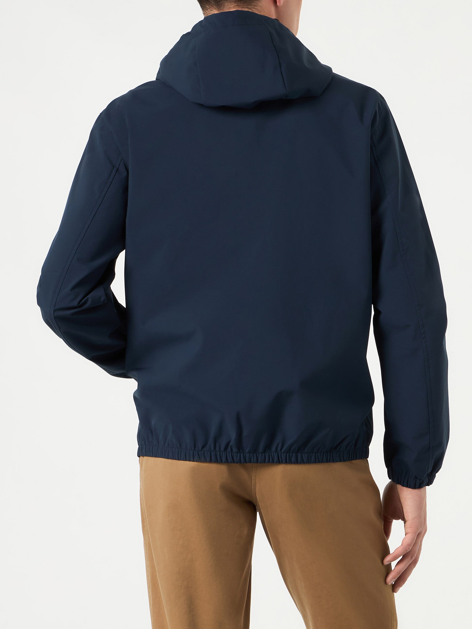 Man hooded lightweight navy blue windbreaker - MC2 Saint Barth