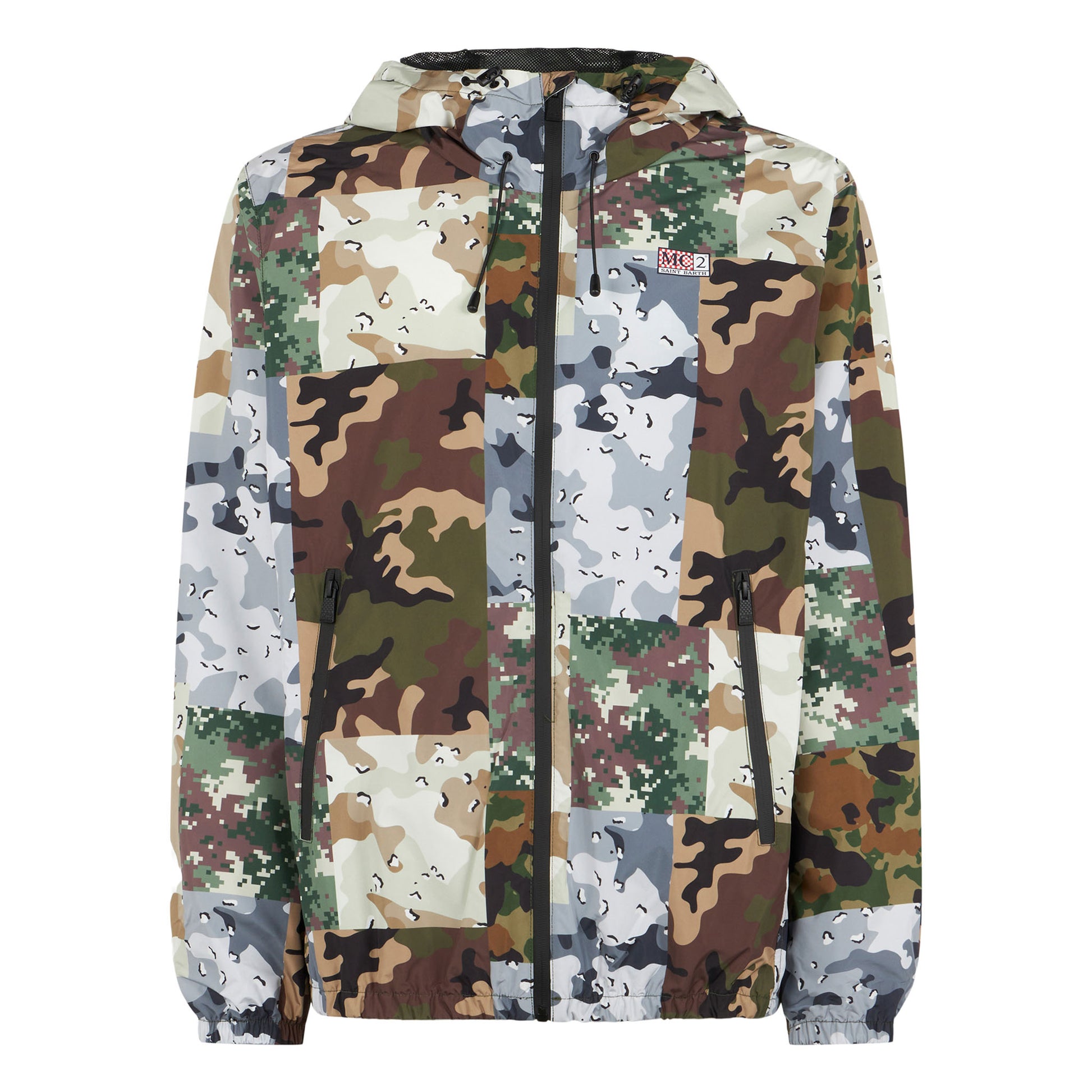 Man hooded lightweight windbreaker with camouflage print - MC2 Saint Barth