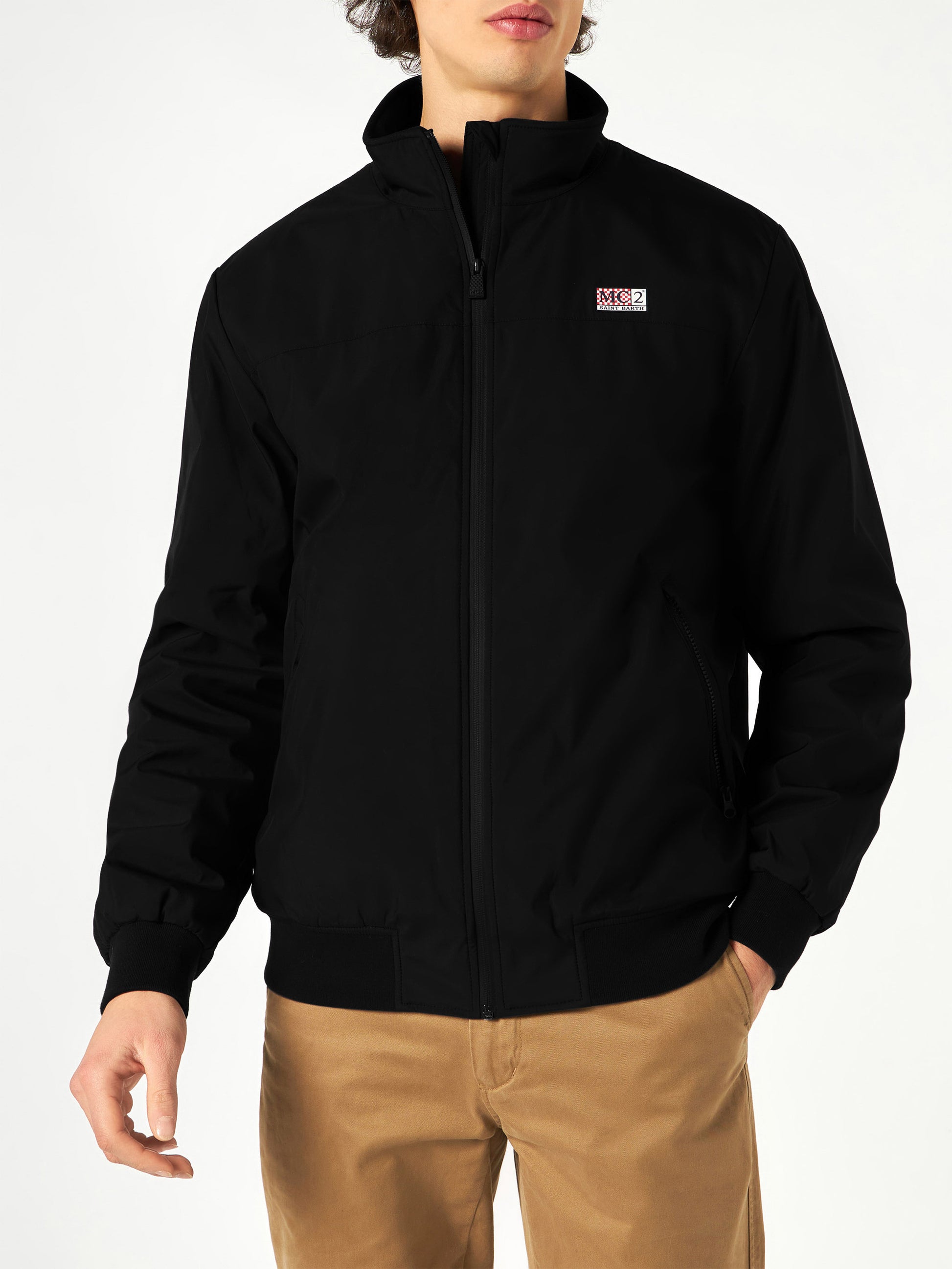 Man black bomber jacket Country with furry lining - MC2 Saint Barth